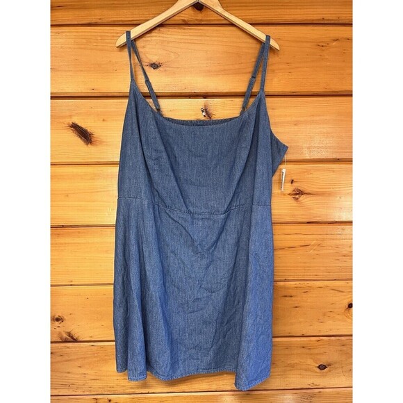 NWT 3XL Old Navy Womens Tie-Strap Denim Dainty Mini Cami Shift Dress in Blue - Picture 2 of 6